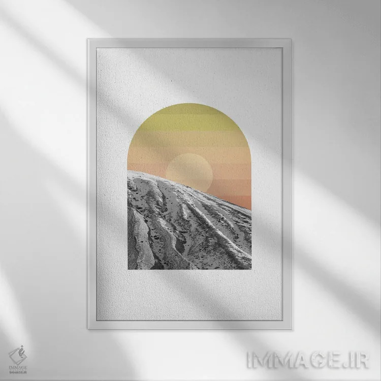 تابلو مینیمال طلوع قوس دار چهارده اثر ویلز وی - نمای قابدار سفید