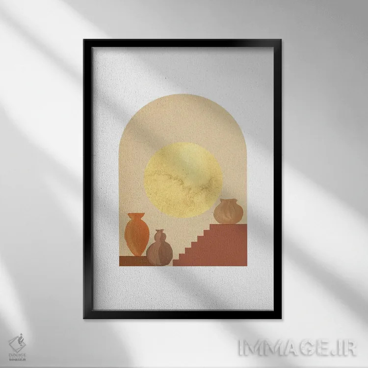 تابلو مینیمال طلوع خورشید از طاق مراکشی شماره ۲۸ اثر ویلز وی - نمای قابدار مشکی