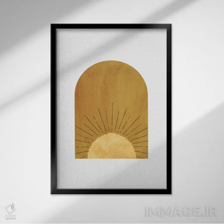 تابلو مینیمال طاق خردلی شماره ۴۲ اثر ویلز وی - نمای قابدار مشکی