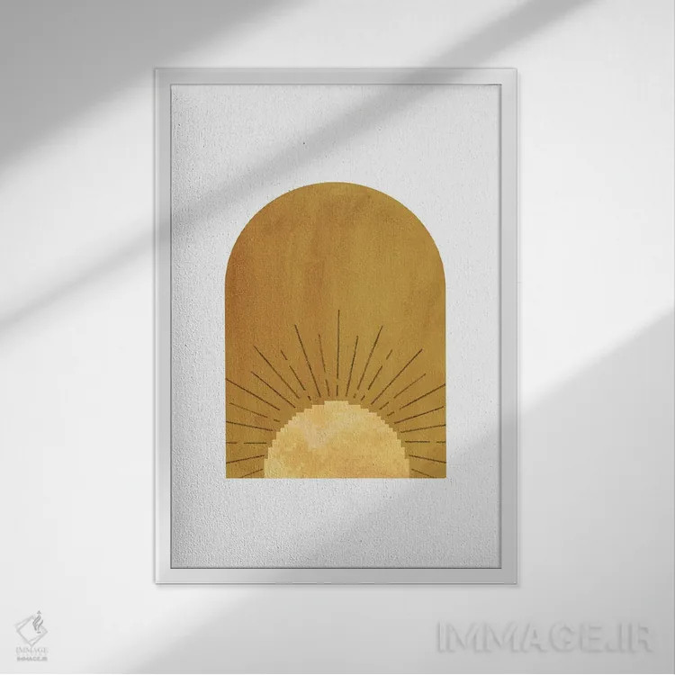 تابلو مینیمال طاق خردلی شماره ۴۲ اثر ویلز وی - نمای قابدار سفید