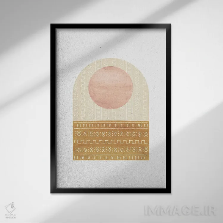 تابلو مینیمال طاق و خورشید شماره ۴۵ اثر ویلز وی - نمای قابدار مشکی