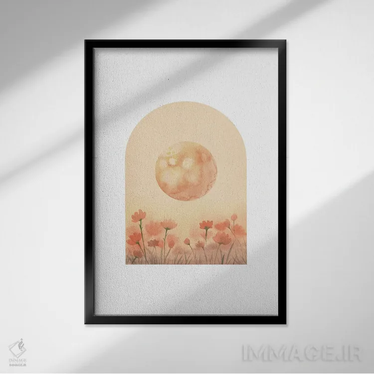 تابلو مینیمال طاق گلی شماره ۵۴ اثر ویلز وی - نمای قابدار مشکی