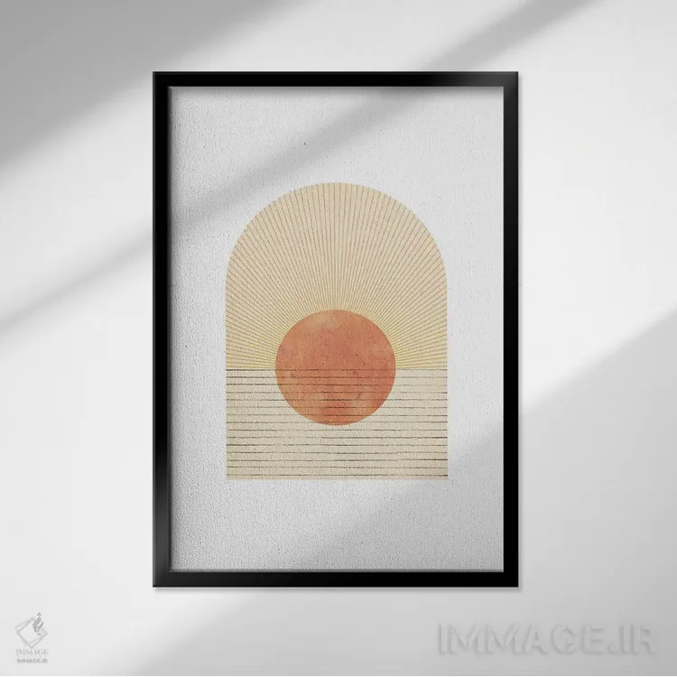 تابلو مینیمال طلوع خورشید مینیمال از طاق شماره ۵۱ اثر ویلز وی - نمای قابدار مشکی