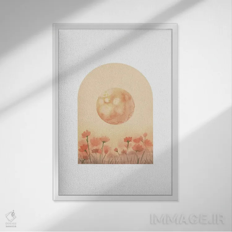 تابلو مینیمال طاق گلی شماره ۵۴ اثر ویلز وی - نمای قابدار سفید