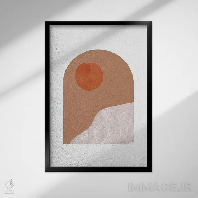 تابلو مینیمال طلوع خورشید از طاق شماره ۵۰ اثر ویلز وی - نمای قابدار مشکی