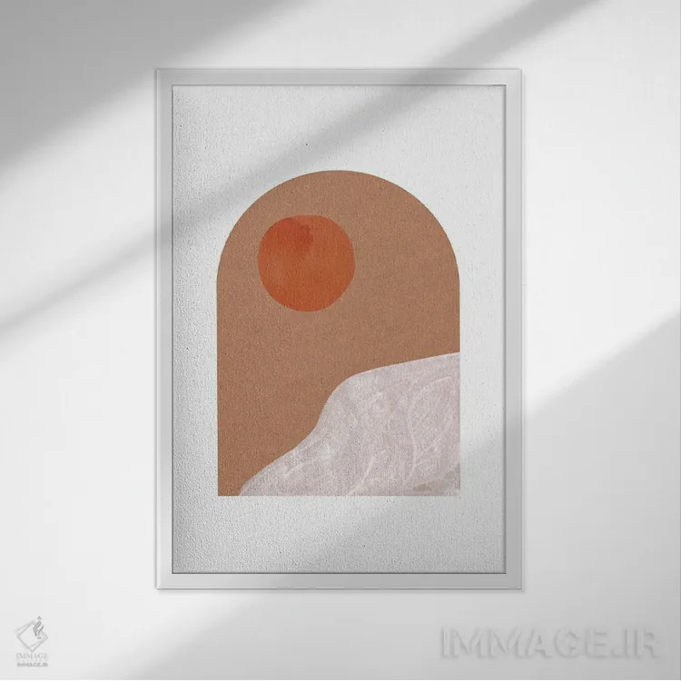 تابلو مینیمال طلوع خورشید از طاق شماره ۵۰ اثر ویلز وی - نمای قابدار سفید
