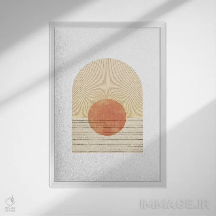تابلو مینیمال طلوع خورشید مینیمال از طاق شماره ۵۱ اثر ویلز وی - نمای قابدار سفید