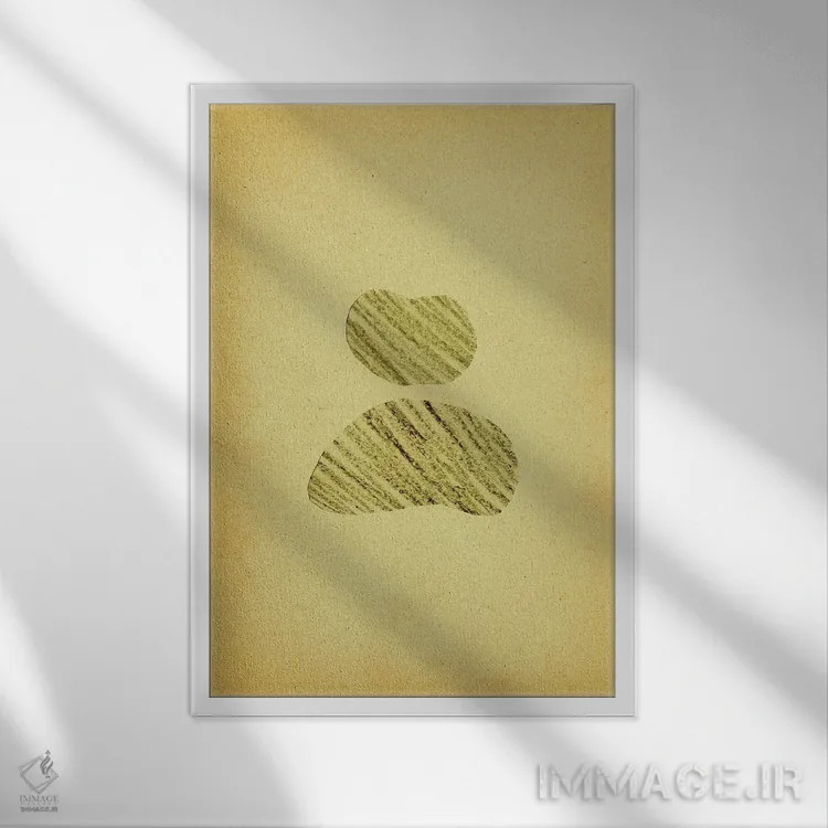تابلو مینیمال اثر انتزاعی کاغذ قدیمی - نمای قابدار سفید