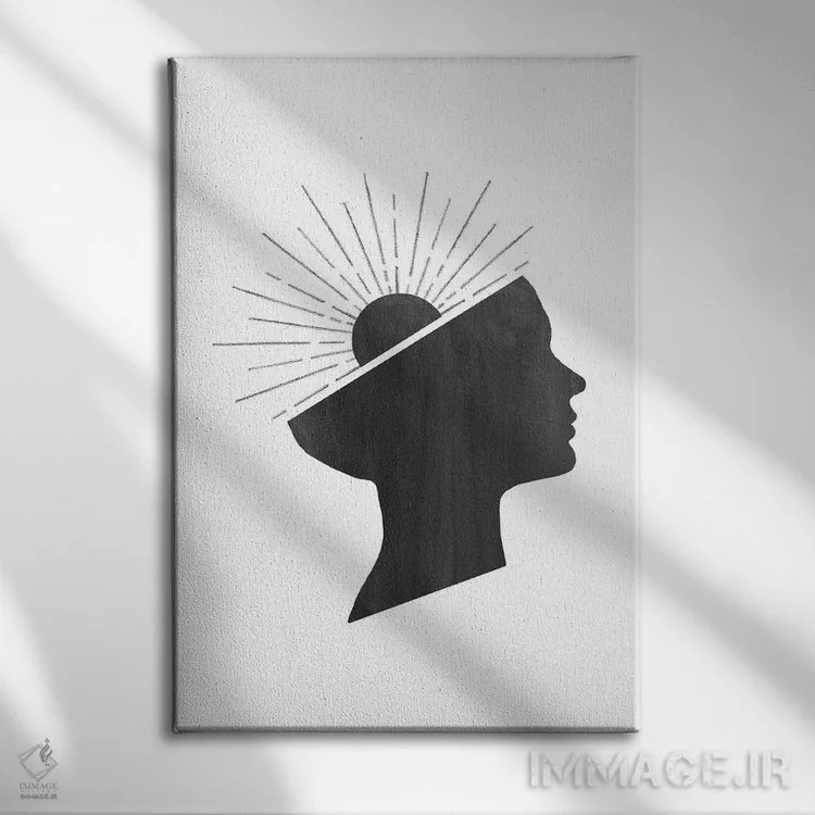تابلو مینیمال زن و خورشید اثر ویلز وی - نمای روبهرو روی دیوار