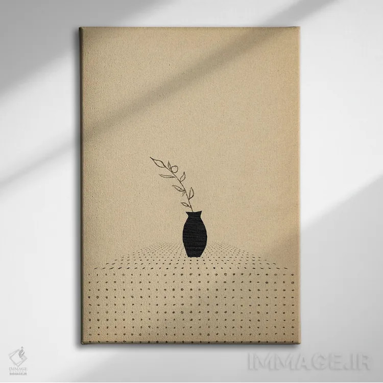 تابلو مینیمال گلدان و گیاه مینیمال اثر ویلز وی - نمای روبهرو روی دیوار
