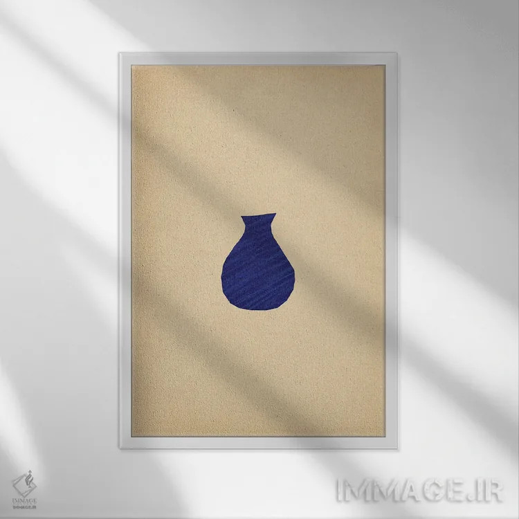 تابلو مینیمال کوزه سرمه ای تیره اثر ویلز وی - نمای قابدار سفید