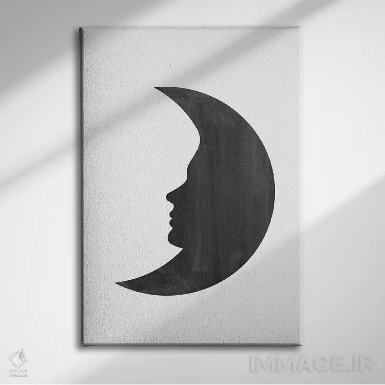 تابلو مینیمال زن و ماه اثر ویلز وی - نمای روبهرو روی دیوار
