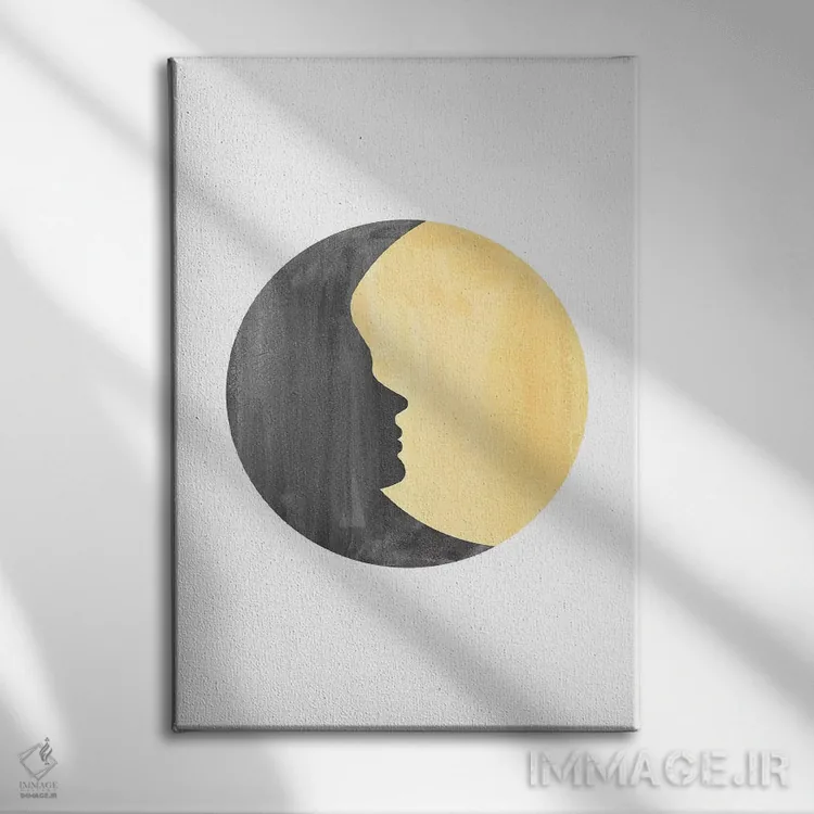 تابلو مینیمال زن و ماه ۲ اثر ویلز وی - نمای روبهرو روی دیوار