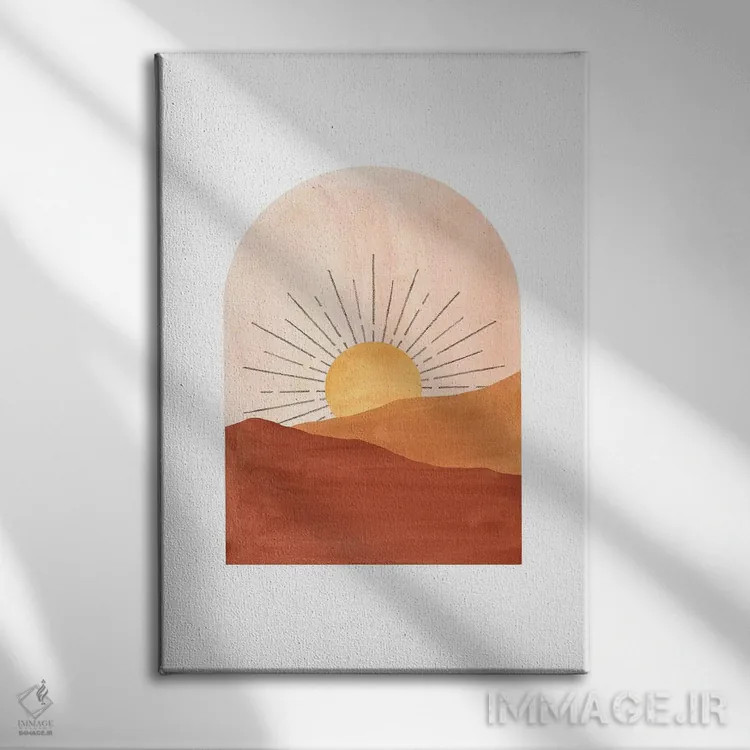 تابلو مینیمال غروب هندسی انتزاعی اثر ویلز وی - نمای روبهرو روی دیوار