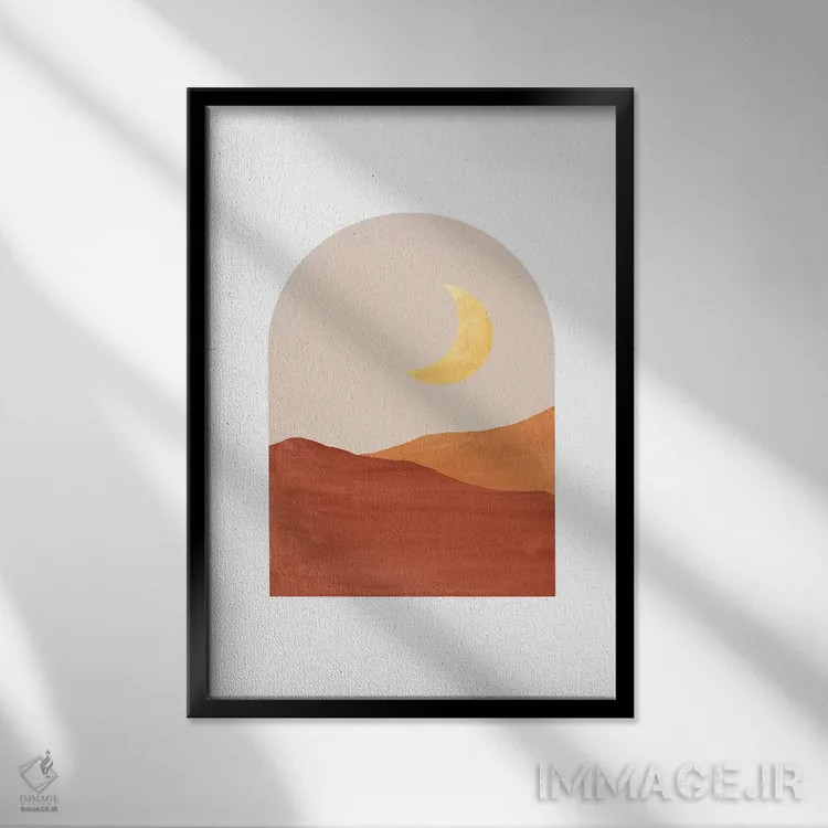 تابلو مینیمال منظره شب انتزاعی اثر ویلز وی - نمای قابدار مشکی