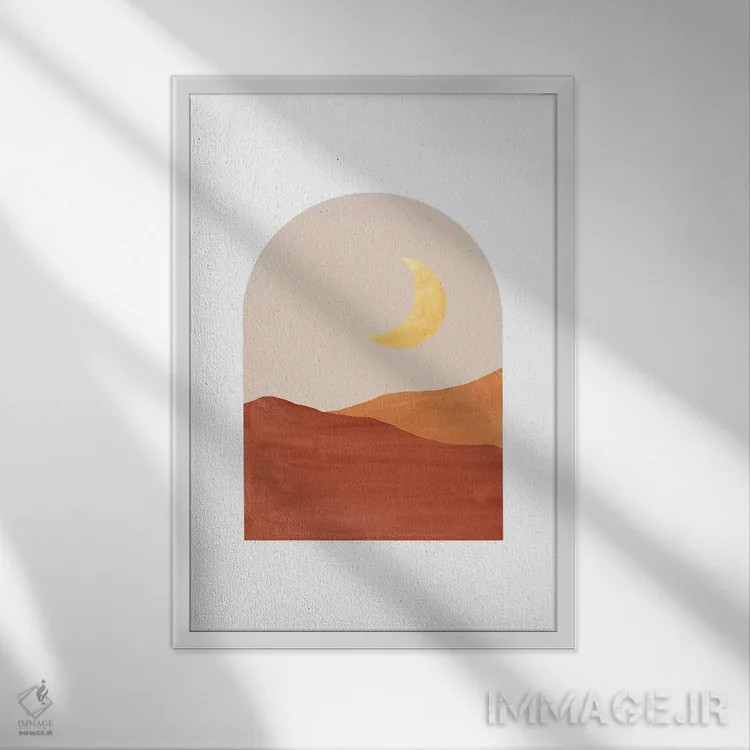 تابلو مینیمال منظره شب انتزاعی اثر ویلز وی - نمای قابدار سفید
