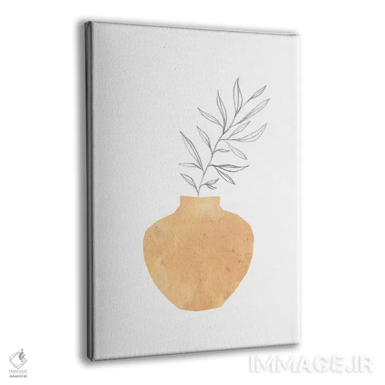تابلو مینیمال گلدان و گیاه انتزاعی اثر ویلز وی - نمای پرسپکتیو محصول