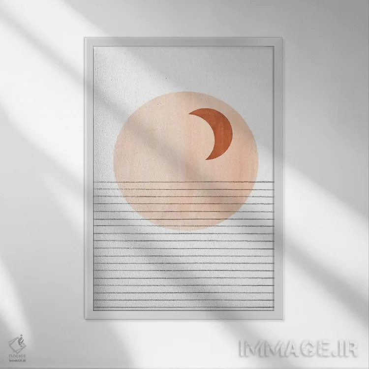 تابلو مینیمال هلال انتزاعی اثر ویلز وی - نمای قابدار سفید
