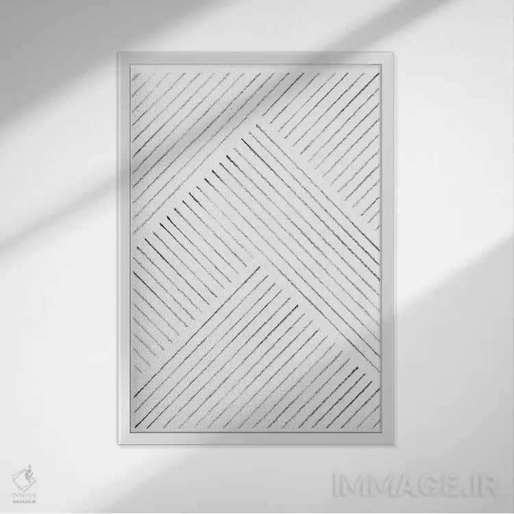 تابلو مینیمال نقاشی خطی هندسی اثر ویلز وی - نمای قابدار سفید
