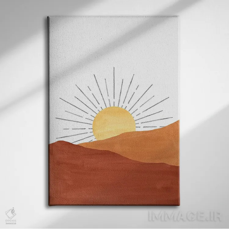 تابلو مینیمال غروب انتزاعی در بیابان اثر ویلز وی - نمای روبهرو روی دیوار