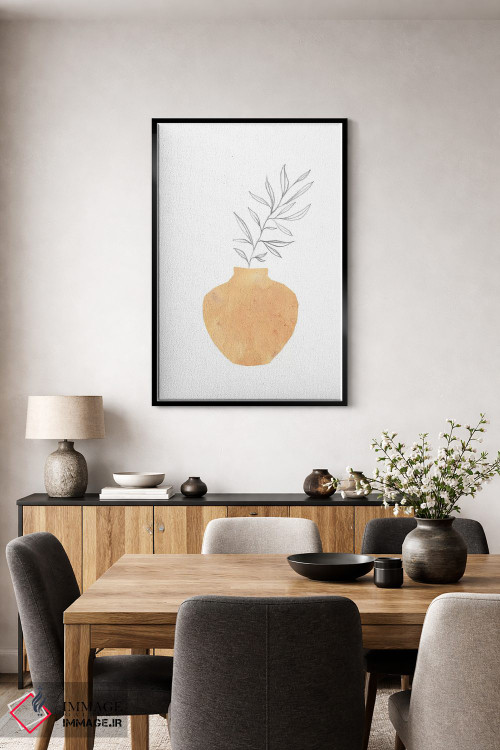 تابلو مینیمال گلدان و گیاه انتزاعی اثر ویلز وی - D4B