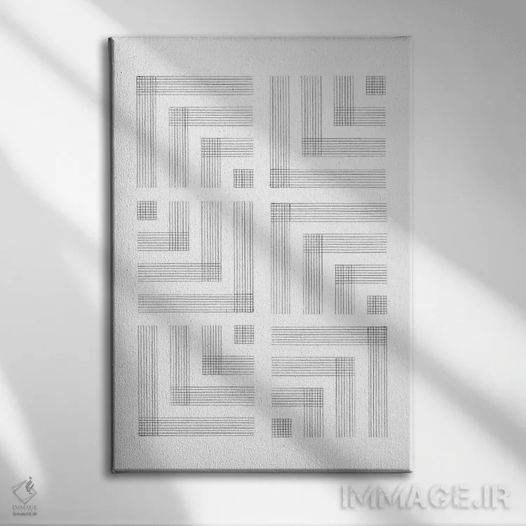 تابلو مینیمال خطوط هندسی اثر ویلز وی - نمای روبهرو روی دیوار