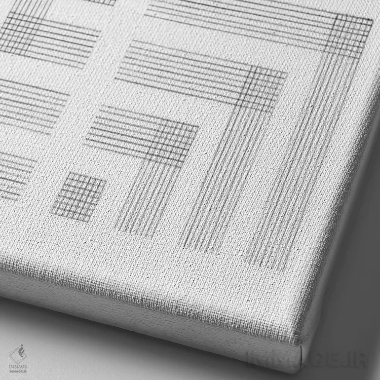 تابلو مینیمال خطوط هندسی اثر ویلز وی - نمای نزدیک بافت بوم