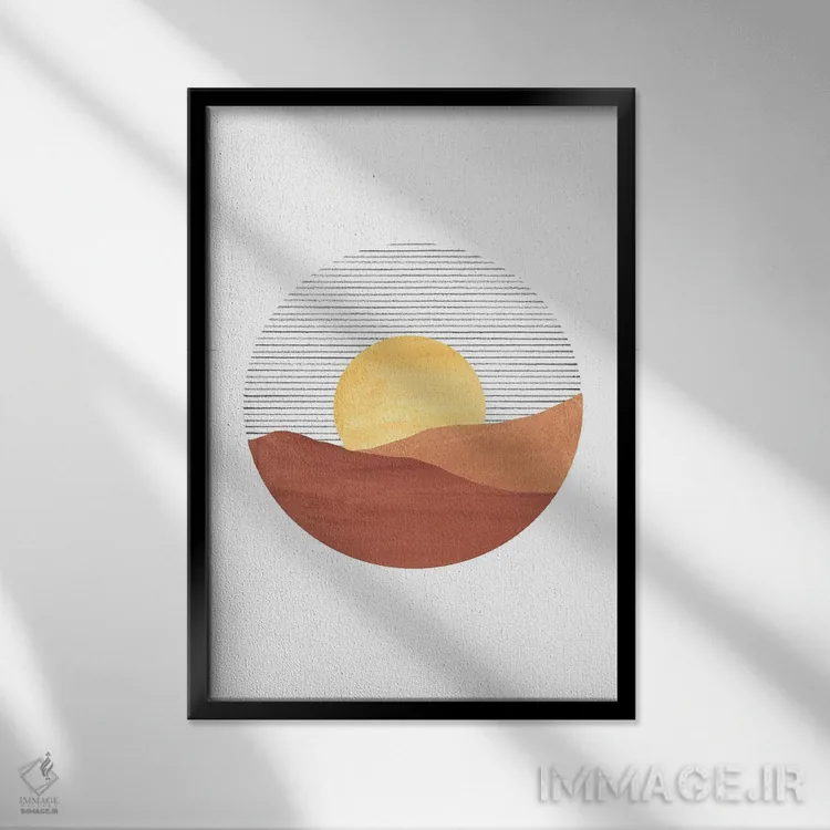 تابلو مینیمال غروب انتزاعی اثر ویلز وی - نمای قابدار مشکی