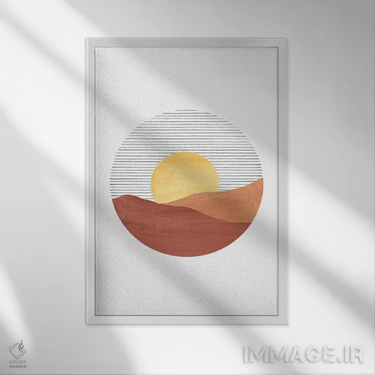 تابلو مینیمال غروب انتزاعی اثر ویلز وی - نمای قابدار سفید