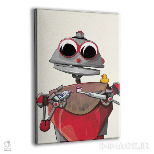 تابلو دکوراتیو ربات فضایی در حال مسواک زدن اثر وایات دیزاین - نمای پرسپکتیو محصول