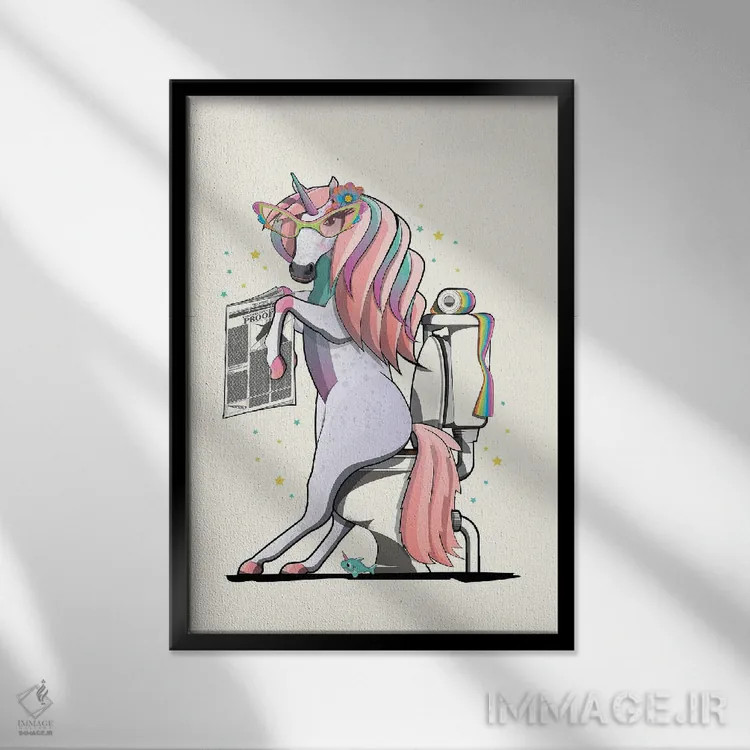 تابلو دکوراتیو تک شاخ روی توالت اثر وایات دیزاین - نمای قابدار مشکی