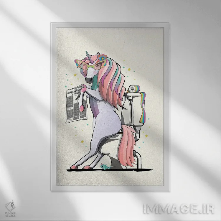 تابلو دکوراتیو تک شاخ روی توالت اثر وایات دیزاین - نمای قابدار سفید
