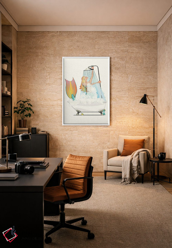 تابلو دکوراتیو پری دریایی زیر دوش اثر وایات دیزاین - D6W