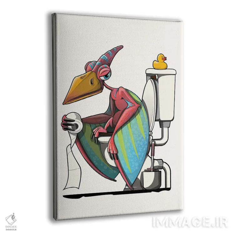 تابلو دکوراتیو Bathroom Humor,دایناسور پتریداکتیل روی توالت اثر وایات دیزاین - نمای پرسپکتیو محصول