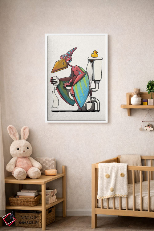 تابلو دکوراتیو Bathroom Humor,دایناسور پتریداکتیل روی توالت اثر وایات دیزاین - D3W