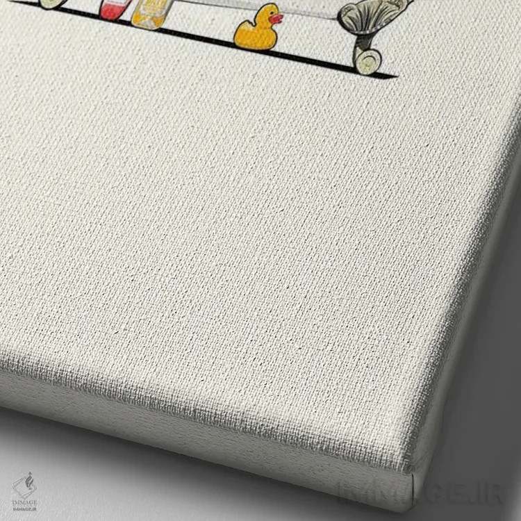 تابلو دکوراتیو خرس تنبل در حمام اثر وایات دیزاین - نمای نزدیک بافت بوم