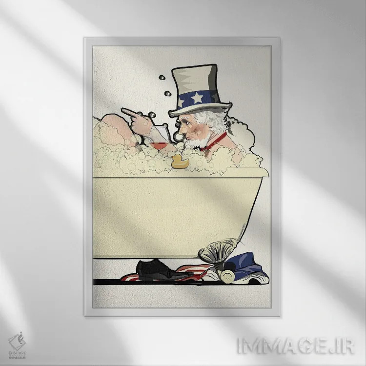 تابلو دکوراتیو عمو سام در حمام اثر وایات دیزاین - نمای قابدار سفید