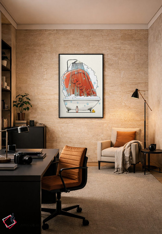 تابلو دکوراتیو صابون حمام در حال دوش گرفتن اثر وایات دیزاین - D5B