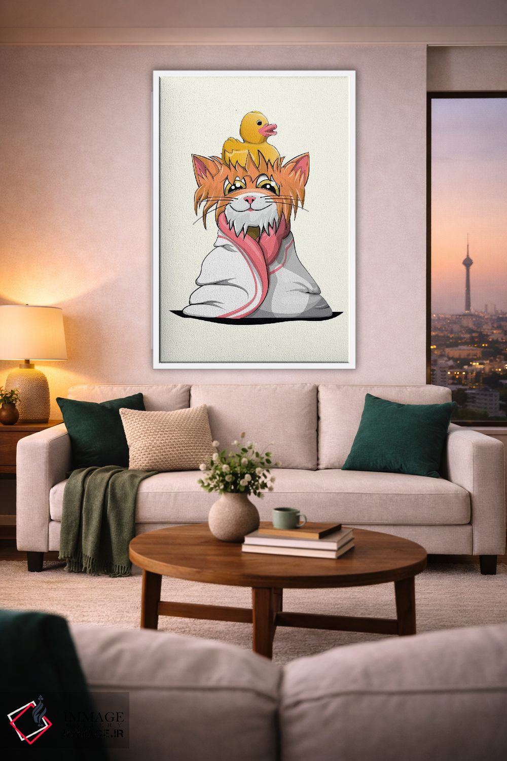 تابلو دکوراتیو بچه گربه در حوله اثر وایات دیزاین - D1W
