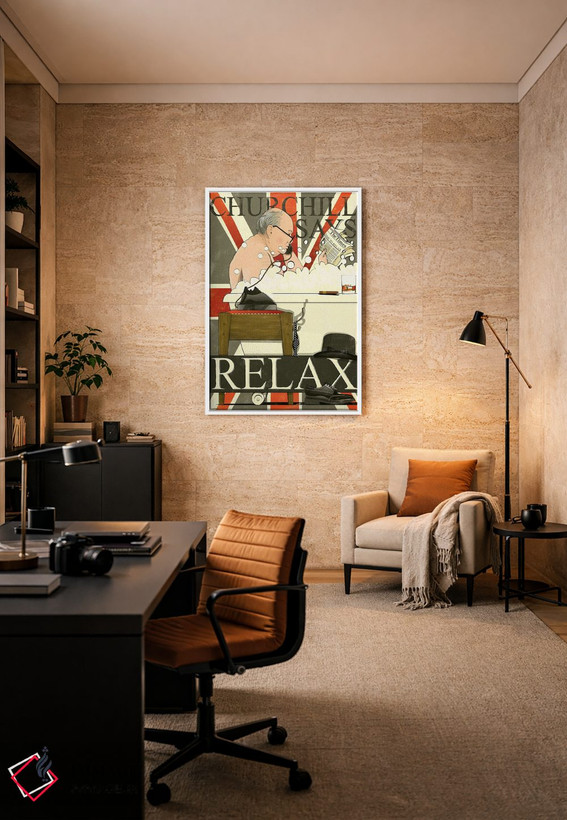 تابلو دکوراتیو وینستون چرچیل در حمام اثر وایات دیزاین - D6W