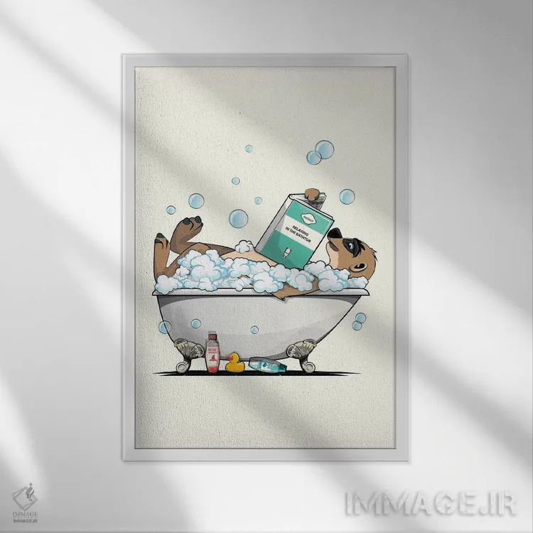 تابلو دکوراتیو میرکت در وان حمام اثر وایات دیزاین - نمای قابدار سفید