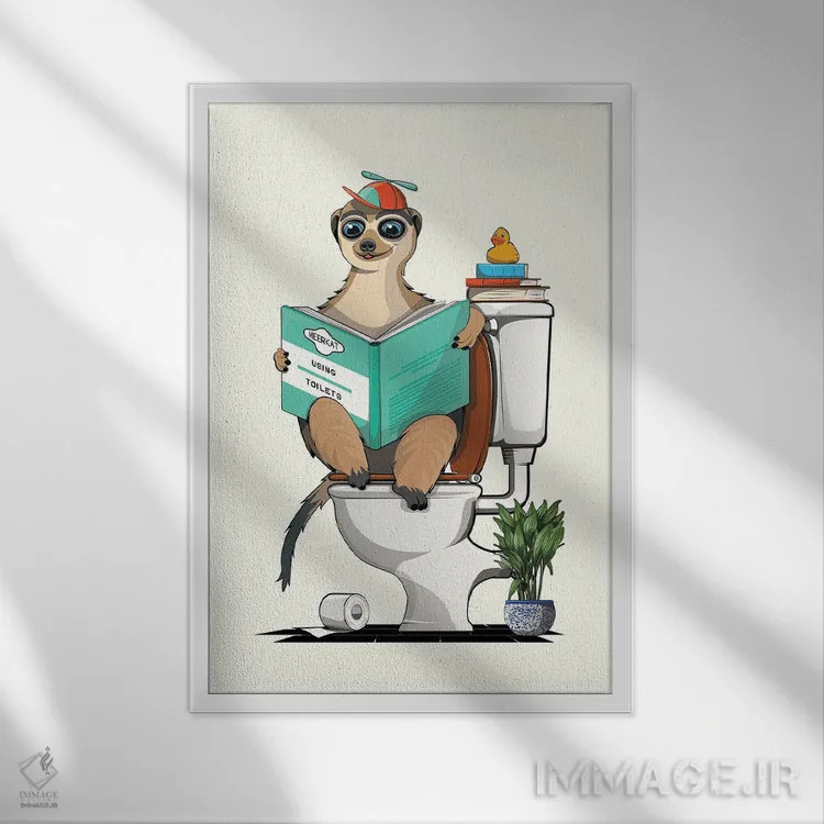 تابلو دکوراتیو میرکت روی توالت در حمام اثر وایات دیزاین - نمای قابدار سفید