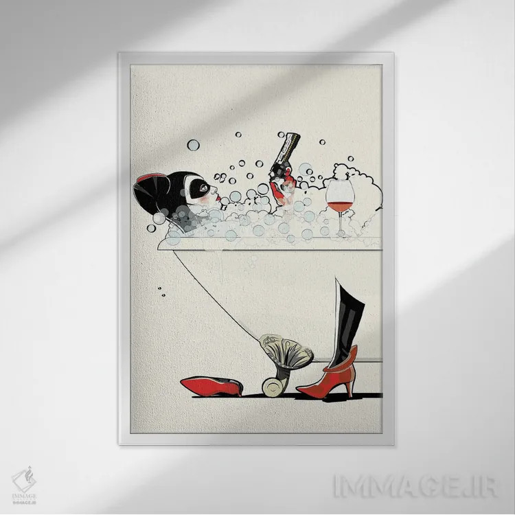 تابلو دکوراتیو حمام هارلی اثر وایات دیزاین - نمای قابدار سفید