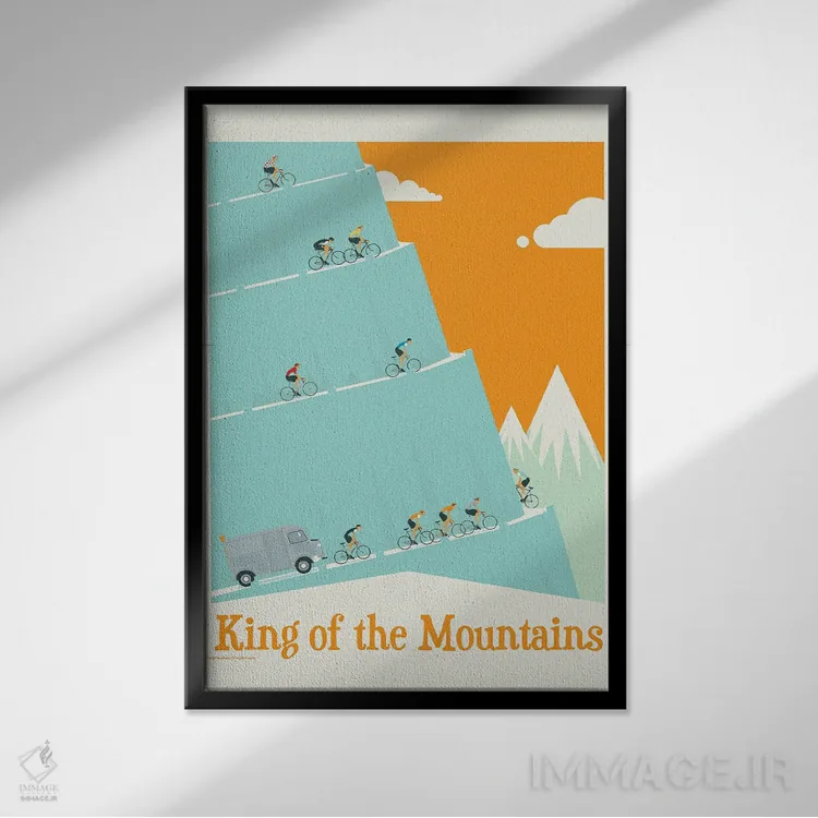 تابلو دکوراتیو Tour De France,پادشاه کوه ها، تور دو فرانس اثر وایات دیزاین - نمای قابدار مشکی