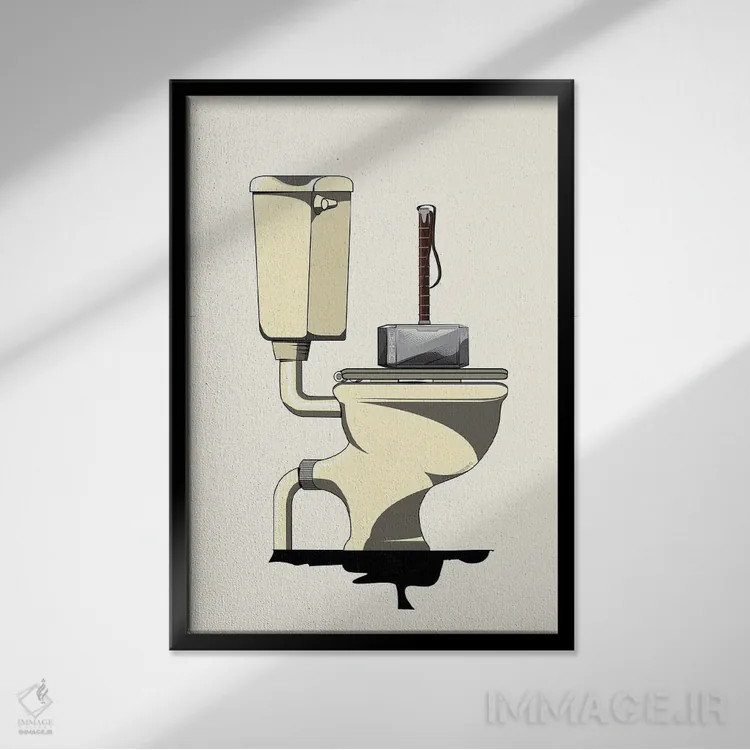 تابلو دکوراتیو دستشویی ثور ۲۰۲۱ اثر وایات دیزاین - نمای قابدار مشکی