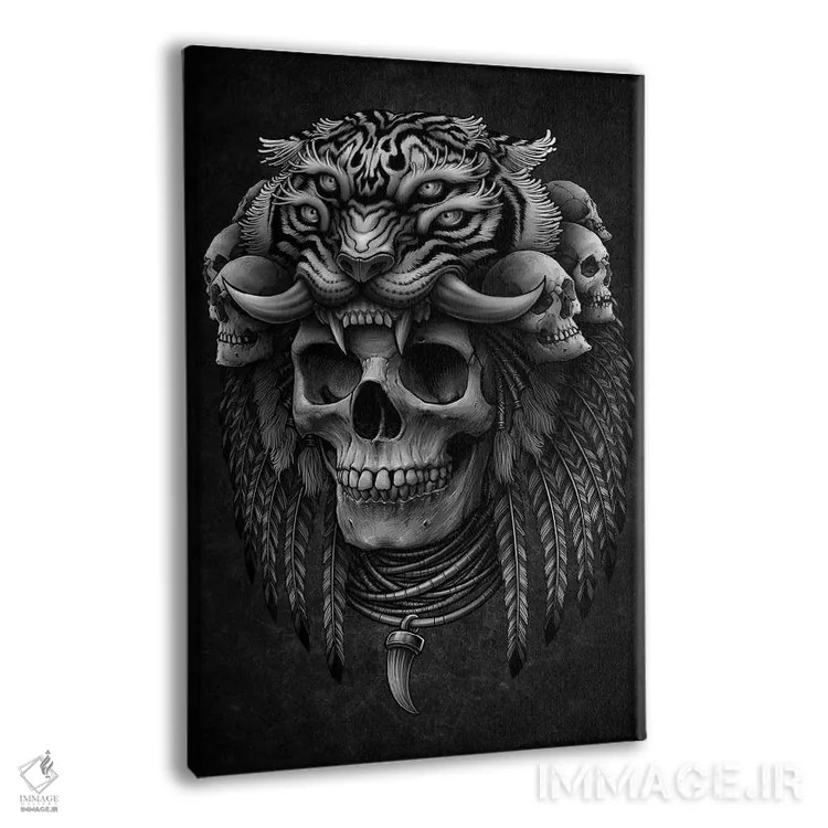 تابلو دکوراتیو Tiger Headdress,جمجمه مایا مرموز با تاج ببر اثر وینیا سنگسورن - نمای پرسپکتیو محصول