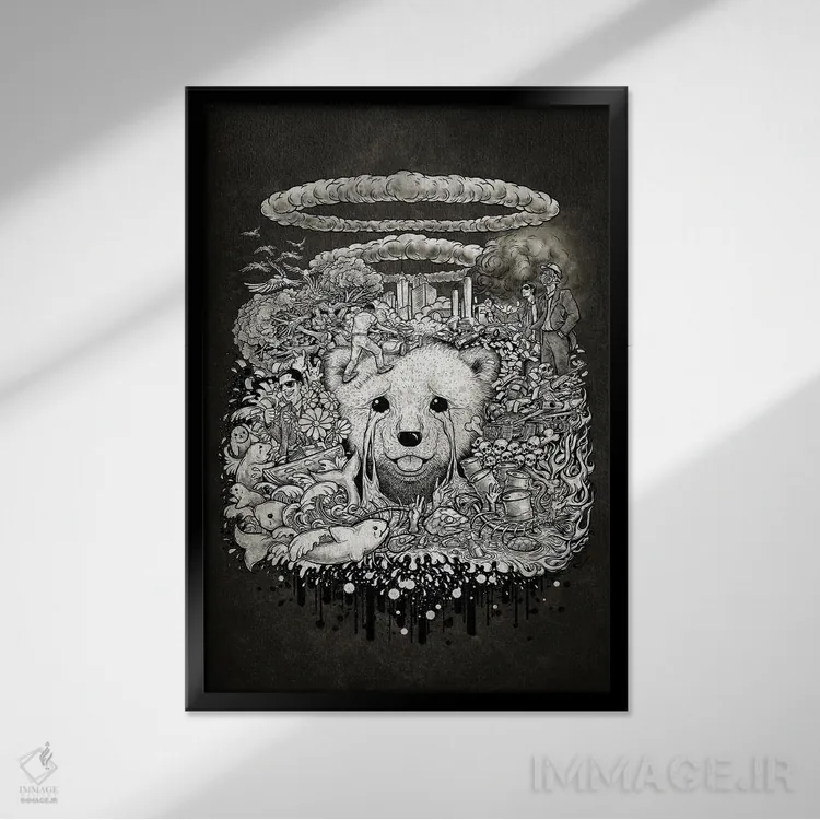 تابلو دکوراتیو نجات دنیا اثر وینیا سنگسورن - نمای قابدار مشکی