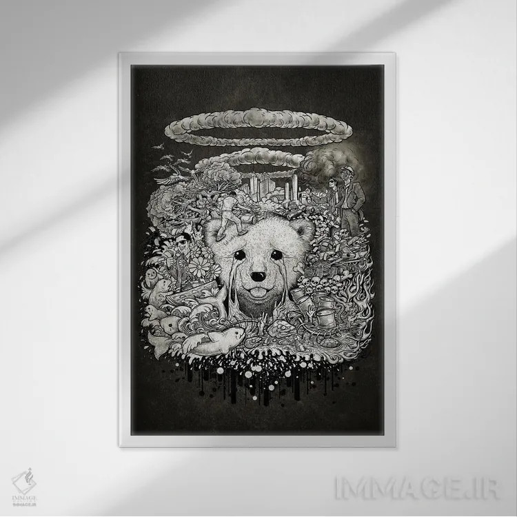 تابلو دکوراتیو نجات دنیا اثر وینیا سنگسورن - نمای قابدار سفید