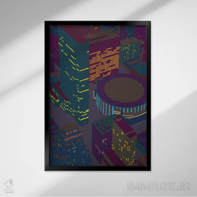 تابلو مدرن مدیسن اسکوئر گاردن در شب اثر یونی آلتر - نمای قابدار مشکی