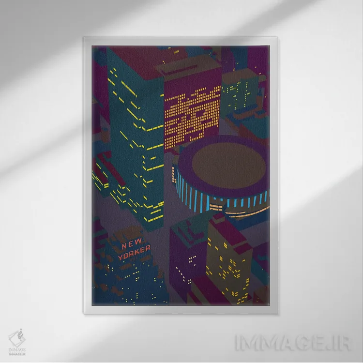 تابلو مدرن مدیسن اسکوئر گاردن در شب اثر یونی آلتر - نمای قابدار سفید